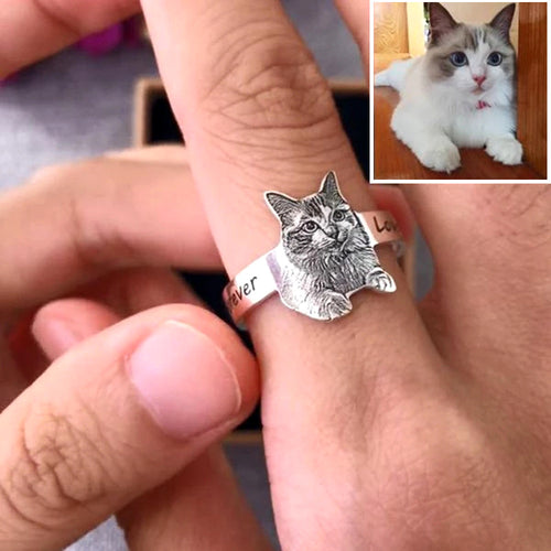 Personalized Cat Dog Photo Ring