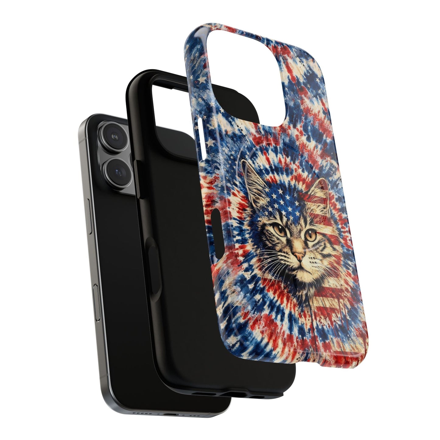 CAT RED WHITE & BLUE VINTAGE MAGNETIC PHONE CASE  - TLHG2004262