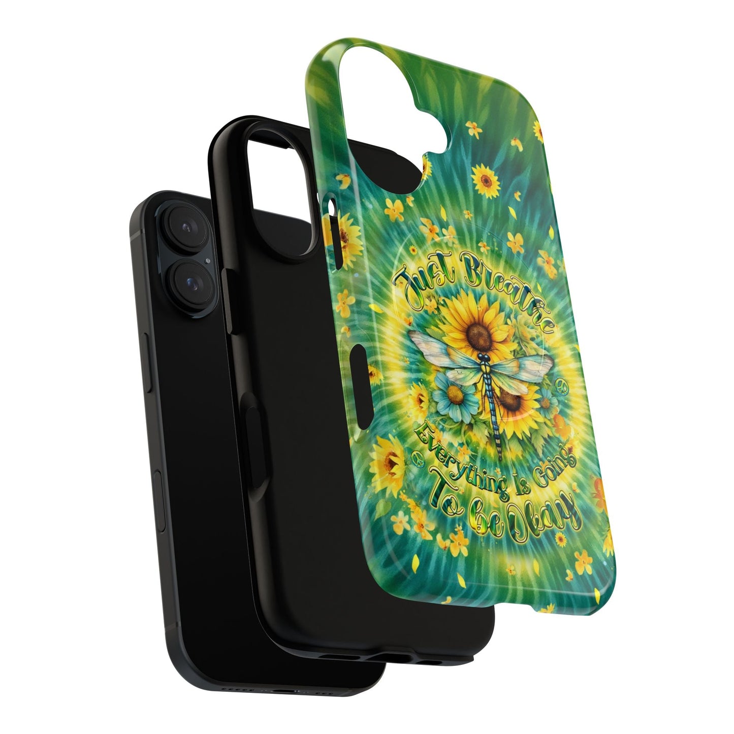JUST BREATHE DRAGONFLY FLORAL MAGNETIC PHONE CASE  - TLHG1304263