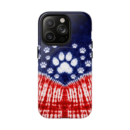 PAW PRINT RED WHITE & BLUE MAGNETIC PHONE CASE - TLTW1604262
