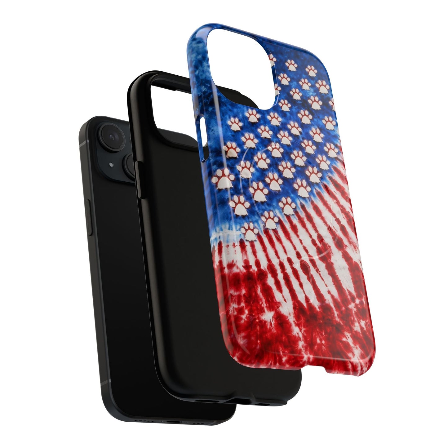 PAW PRINT RED WHITE & BLUE MAGNETIC PHONE CASE - TLHG1704262