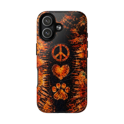 PEACE LOVE PAW PRINT VINTAGE MAGNETIC  PHONE CASE  - TLHN2204264