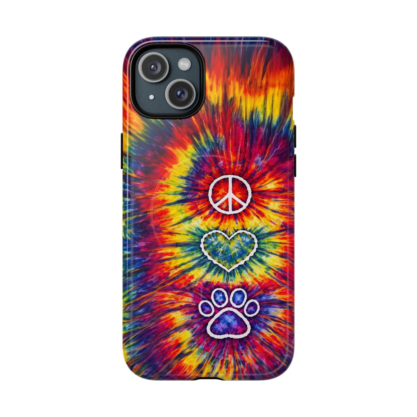 PEACE LOVE PAW PRINT COLORFUL MAGNETIC PHONE CASE - TLNT1604262