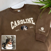 Load image into Gallery viewer, Pet&#39;s Photo Personalized Fleece Fabric Embroidered Name Hoodie Sweatshirt T-Shirt
