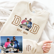 Load image into Gallery viewer, Personalized Embroidered Fishing Family Photo Hoodie Sweatshirt T-Shirt
