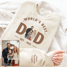 Load image into Gallery viewer, Father&#39;s Day World&#39;s Best Dad Personalized Embroidered Family Photo Hoodie Sweatshirt T-Shirt
