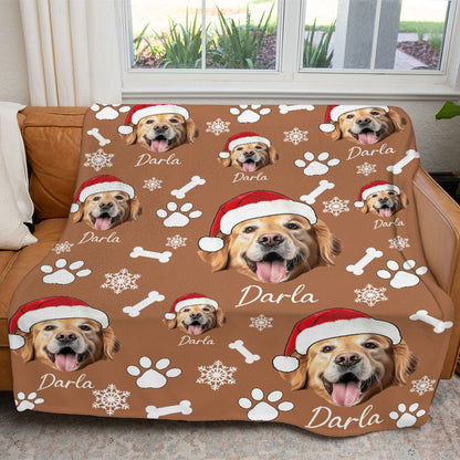 Personalized Pet Dog Cat Photo And Name Christmas Custom Soft Blanket