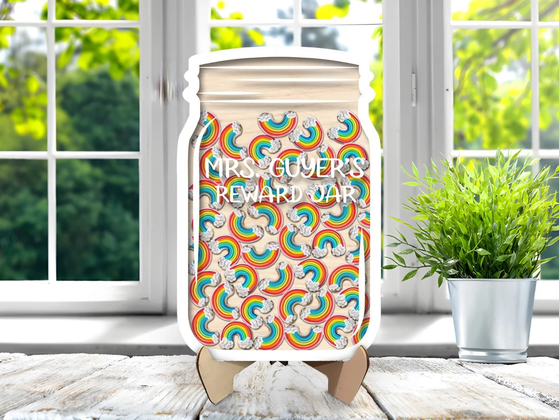 Personalized Rainbow Reward Jar