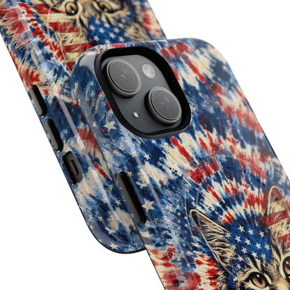 CAT RED WHITE & BLUE VINTAGE MAGNETIC PHONE CASE  - TLHG2004262