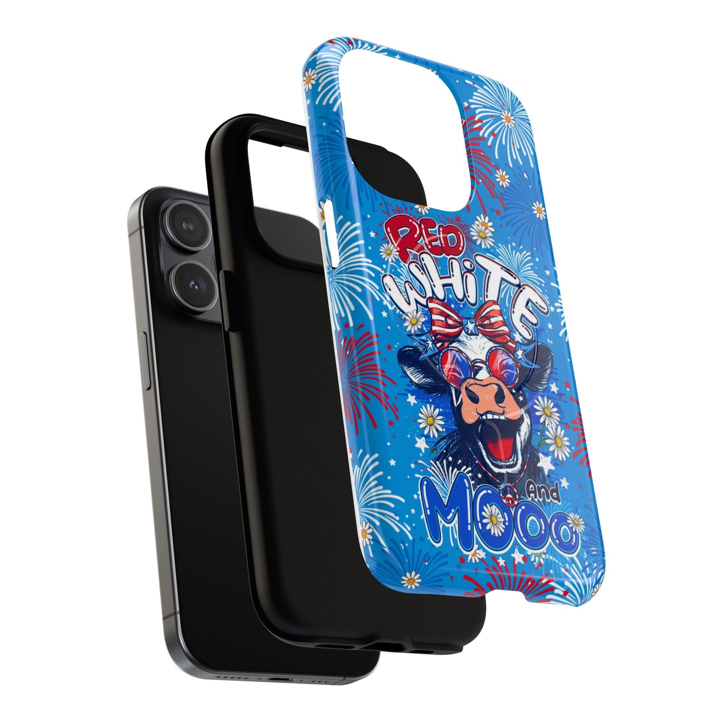 RED WHITE AND MOOO COW MAGNETIC PHONE CASE  - TY1306262