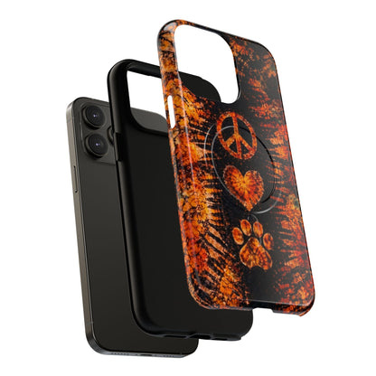 PEACE LOVE PAW PRINT VINTAGE MAGNETIC  PHONE CASE  - TLHN2204264