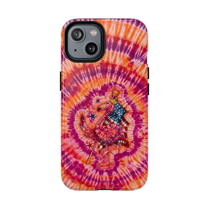 RED WHITE & BLUE FLAMINGO SWIRL MAGNETIC PHONE CASE  - TLNO0405262