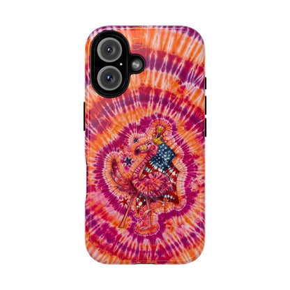 RED WHITE & BLUE FLAMINGO SWIRL MAGNETIC PHONE CASE  - TLNO0405262