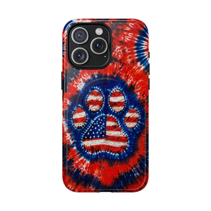 PAW PRINT RED WHITE & BLUE MAGNETIC PHONE CASE  - TLHN0405264