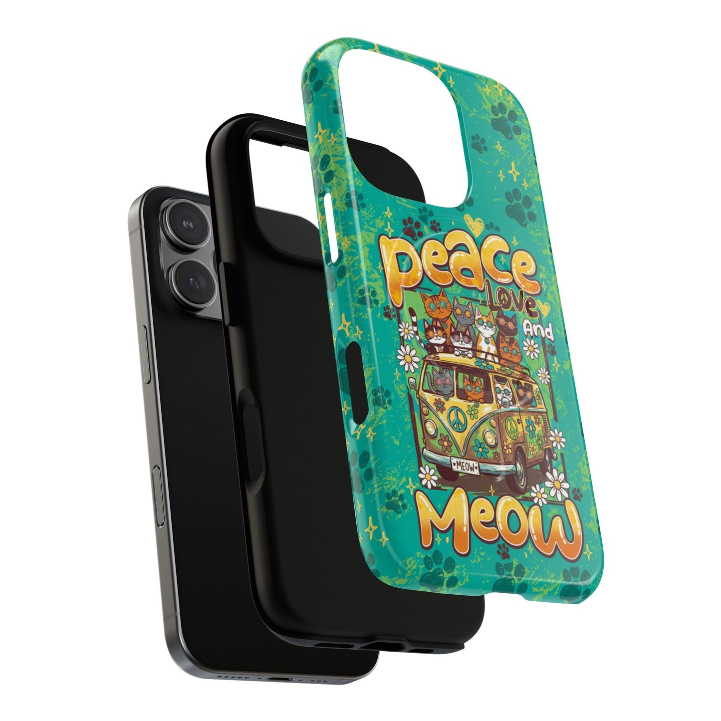 PEACE LOVE AND MEOW CATS MAGNETIC PHONE CASE - TY0707263