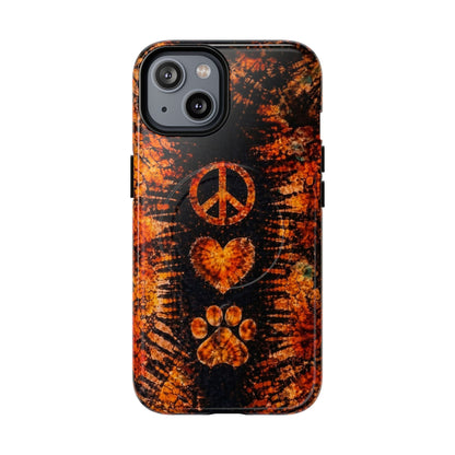 PEACE LOVE PAW PRINT VINTAGE MAGNETIC  PHONE CASE  - TLHN2204264