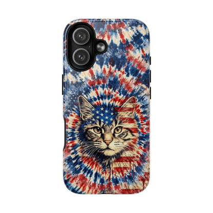 CAT RED WHITE & BLUE VINTAGE MAGNETIC PHONE CASE  - TLHG2004262