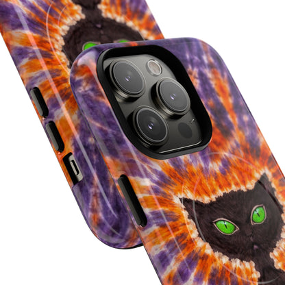 BLACK CAT PURPLE & ORANGE MAGNETIC  PHONE CASE  - TLHN2404264