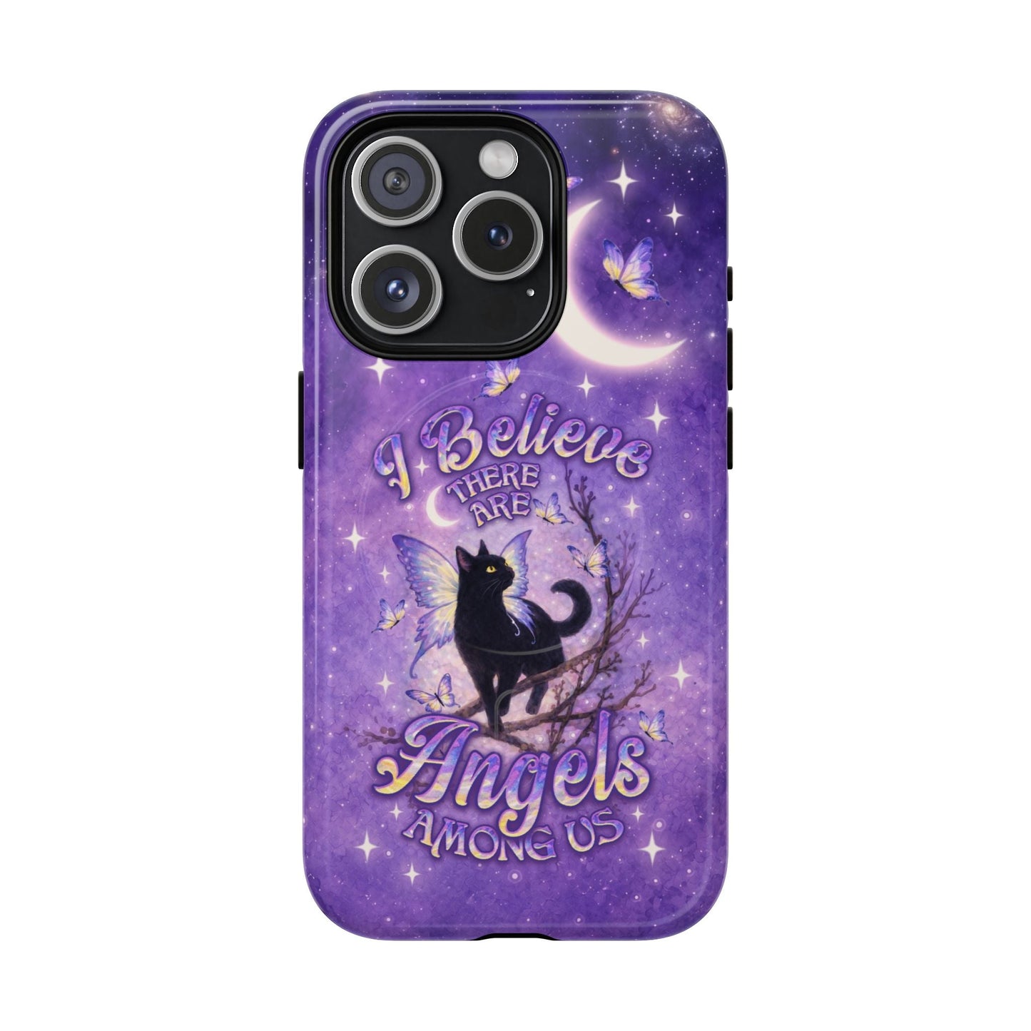 I BELIEVE THERE ARE ANGELS AMONG US BLACK CAT MAGNETIC PHONE CASE  - TLNO2605262