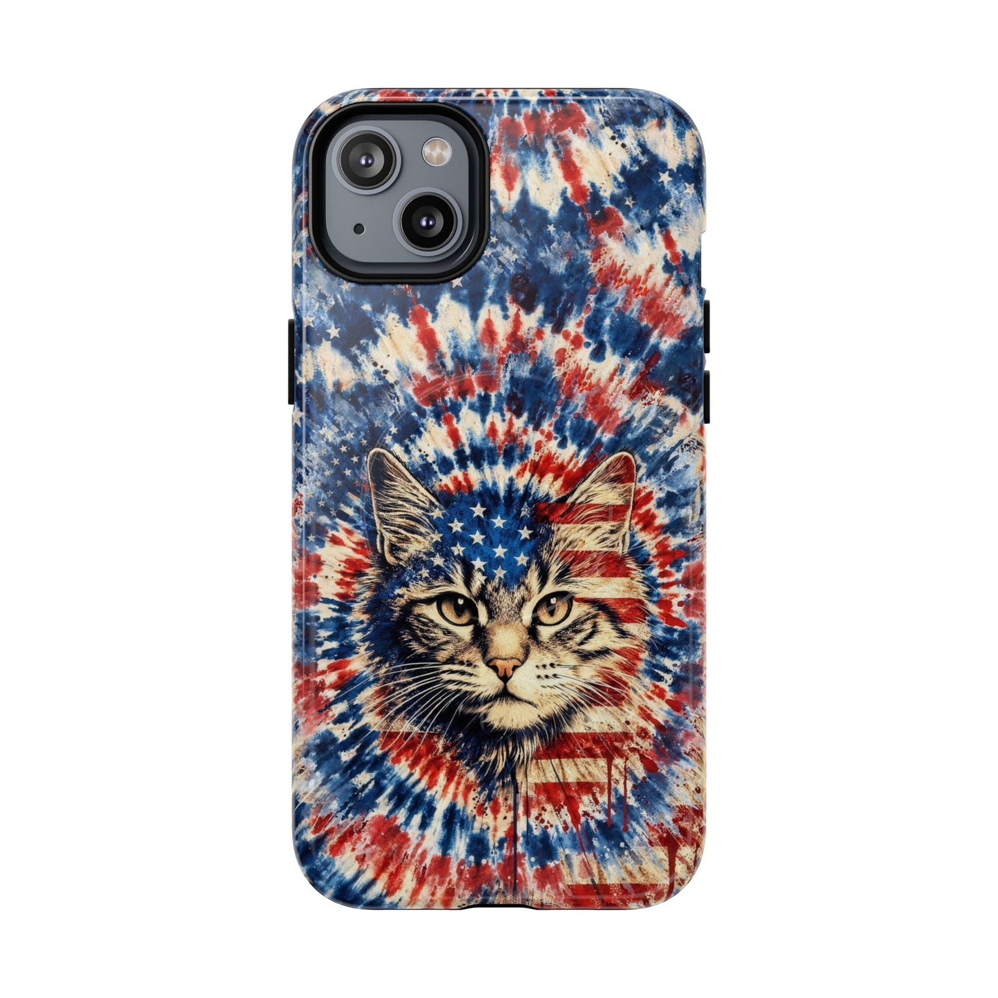 CAT RED WHITE & BLUE VINTAGE MAGNETIC PHONE CASE  - TLHG2004262
