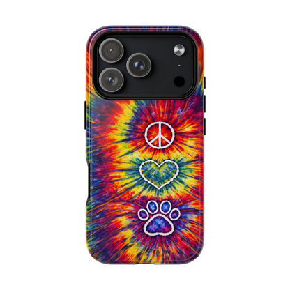 PEACE LOVE PAW PRINT COLORFUL MAGNETIC PHONE CASE - TLNT1604262