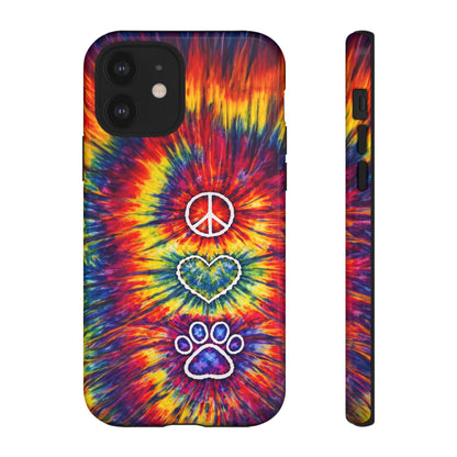 PEACE LOVE PAW PRINT COLORFUL PHONE CASE - TLNT1604262