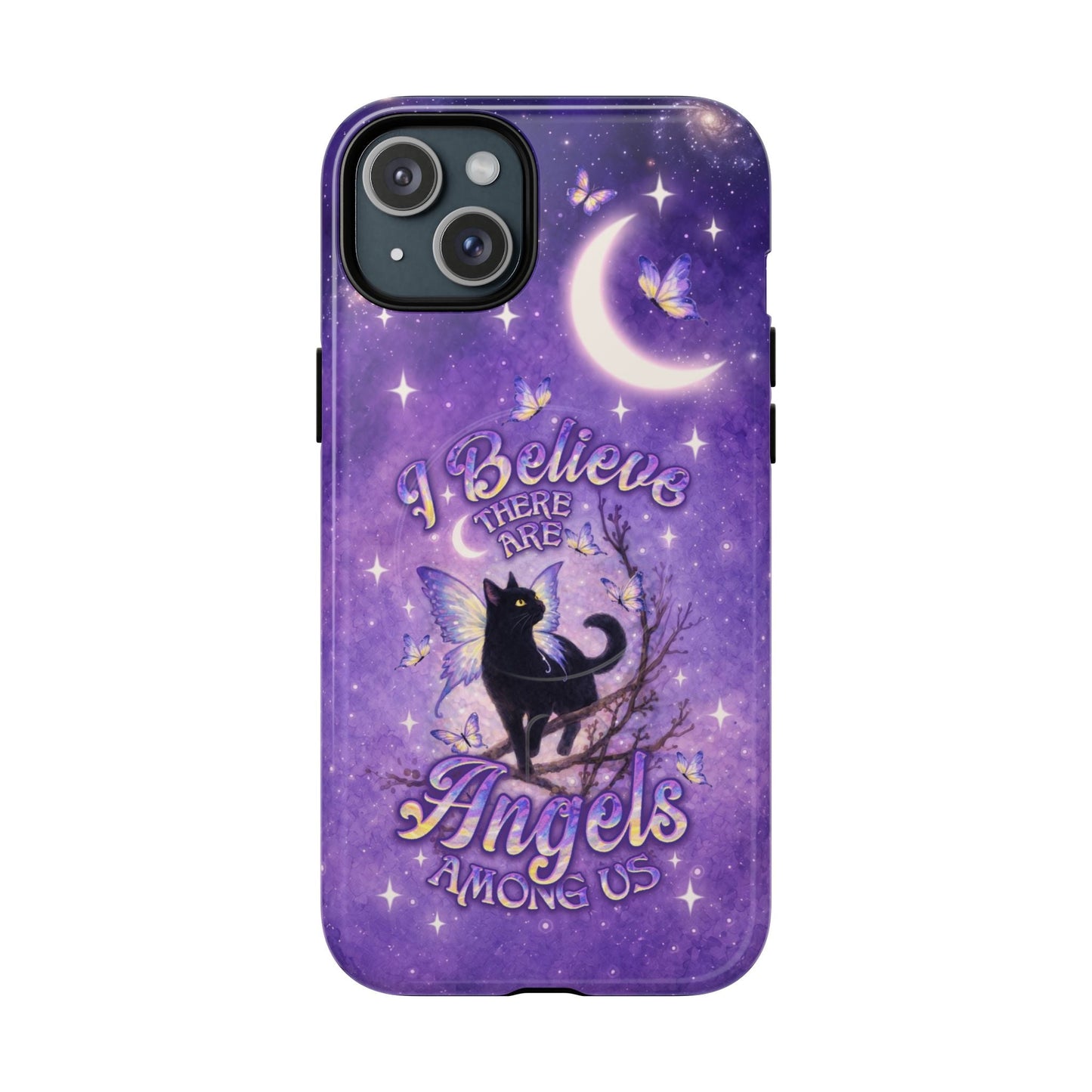 I BELIEVE THERE ARE ANGELS AMONG US BLACK CAT MAGNETIC PHONE CASE  - TLNO2605262