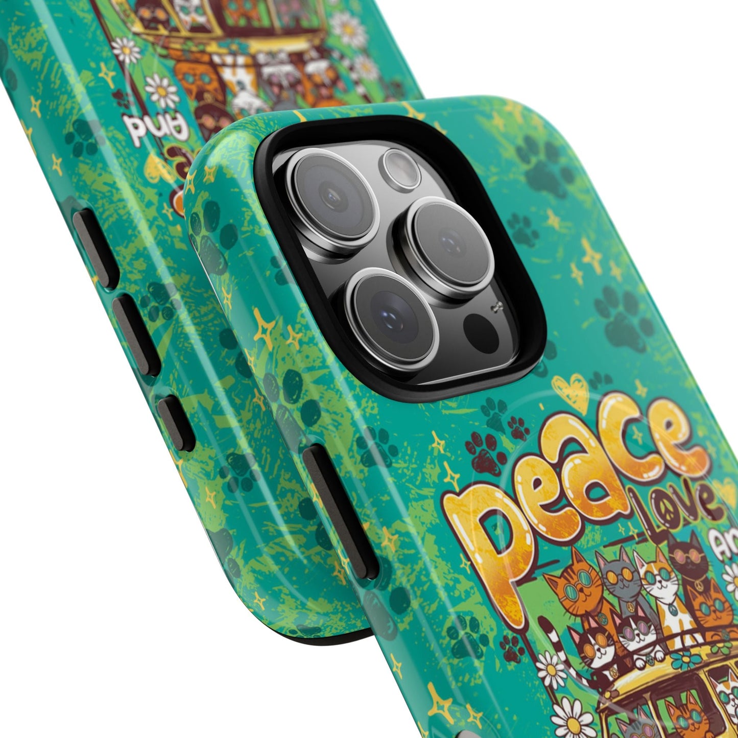 PEACE LOVE AND MEOW CATS MAGNETIC PHONE CASE - TY0707263