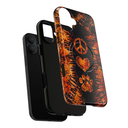 PEACE LOVE PAW PRINT VINTAGE MAGNETIC  PHONE CASE  - TLHN2204264