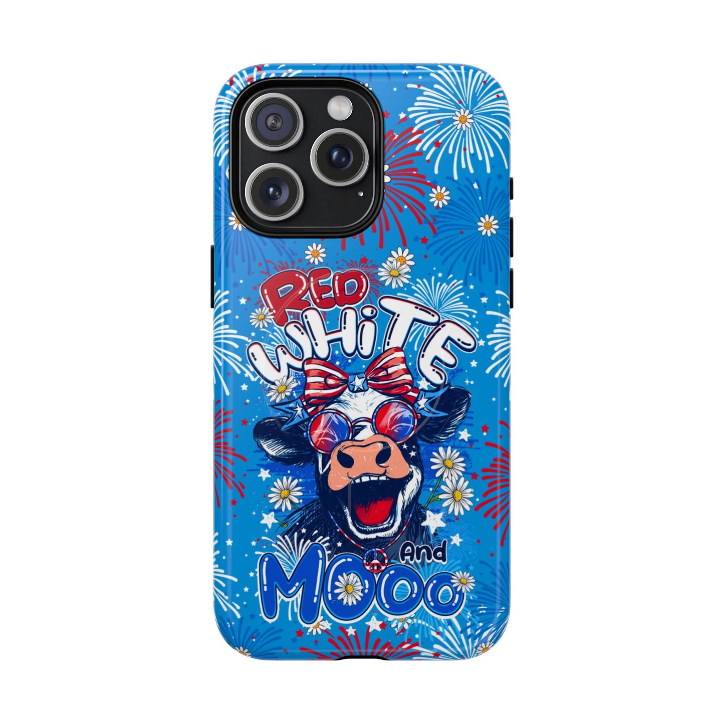 RED WHITE AND MOOO COW MAGNETIC PHONE CASE  - TY1306262