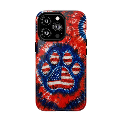 PAW PRINT RED WHITE & BLUE MAGNETIC PHONE CASE  - TLHN0405264