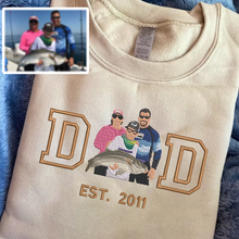 Load image into Gallery viewer, Personalized Embroidered Fishing Family Photo Hoodie Sweatshirt T-Shirt
