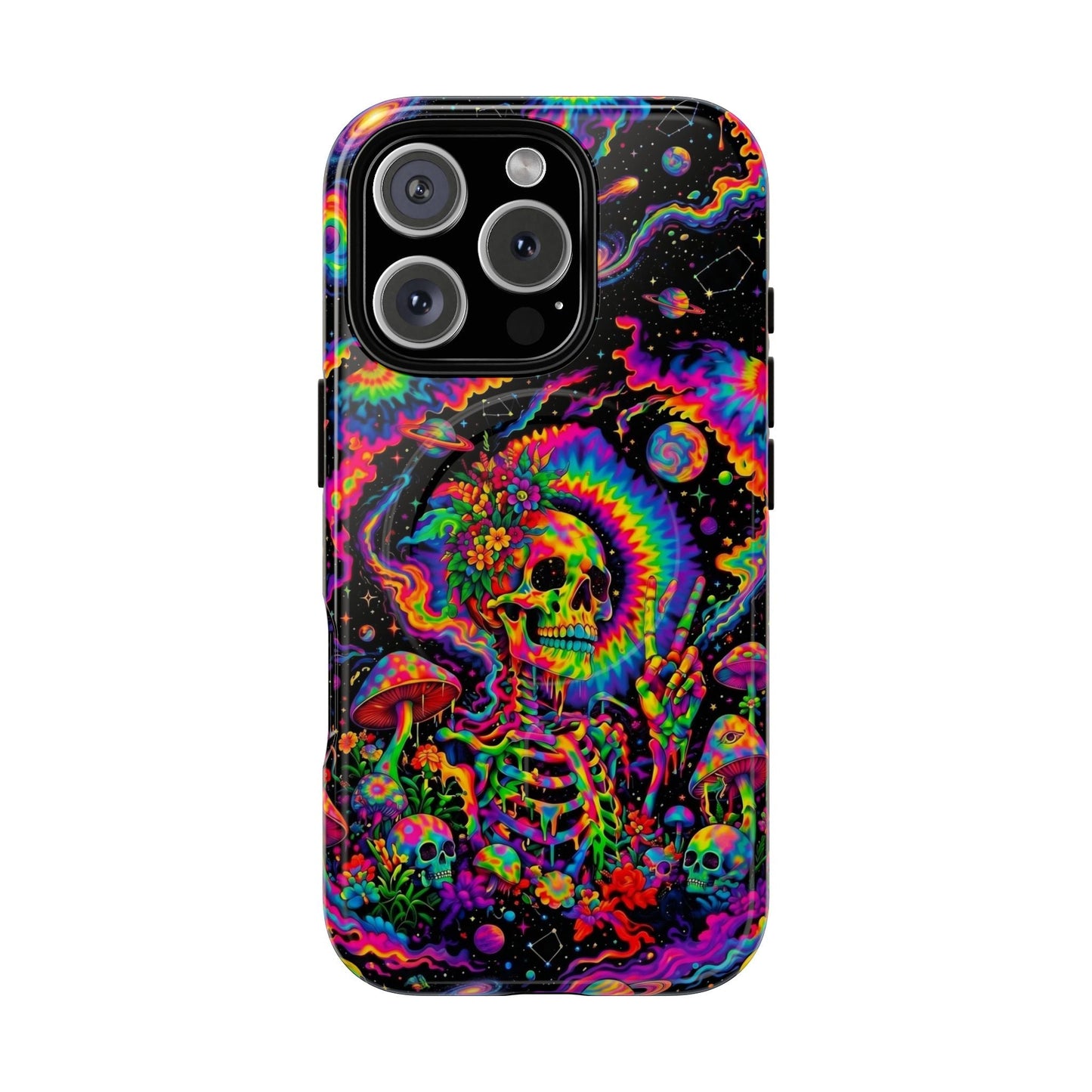 HIPPIE SKULL PSYCHEDELIC MAGNETIC PHONE CASE  - TLNO2904262