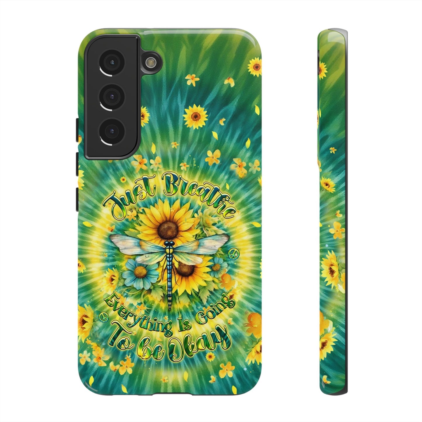 JUST BREATHE DRAGONFLY FLORAL SWIRL PHONE CASE  - TLHG1304263