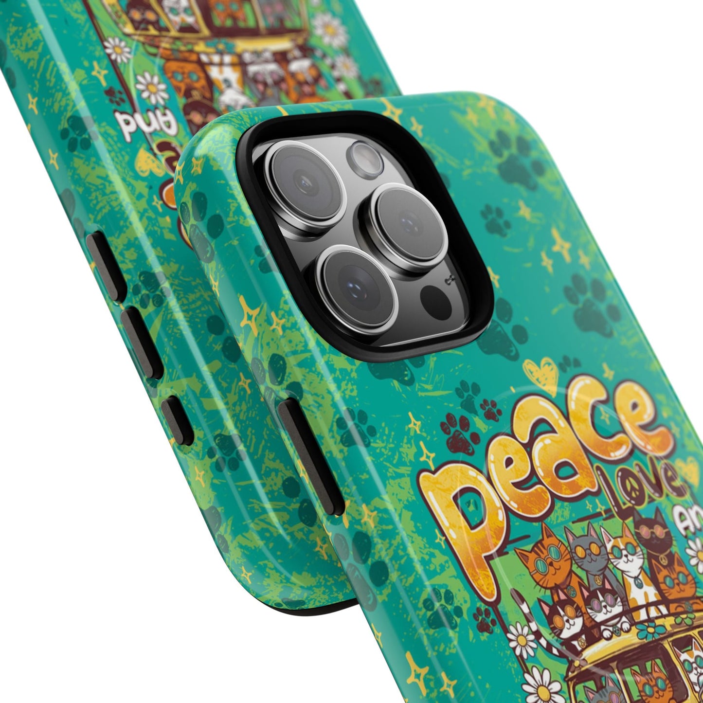 PEACE LOVE AND MEOW CATS MAGNETIC PHONE CASE - TY0707263