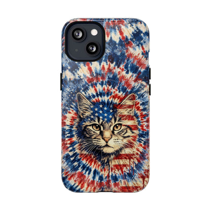 CAT RED WHITE & BLUE VINTAGE MAGNETIC PHONE CASE  - TLHG2004262