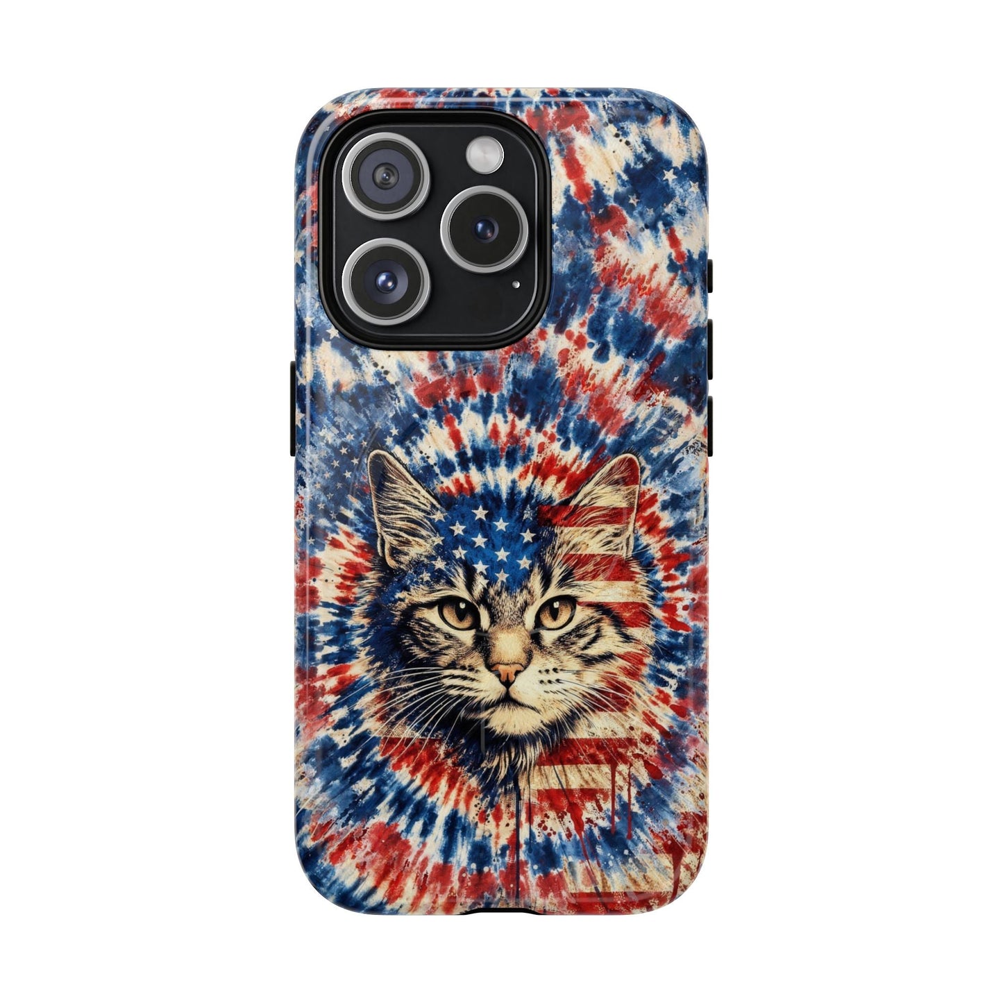 CAT RED WHITE & BLUE VINTAGE MAGNETIC PHONE CASE  - TLHG2004262