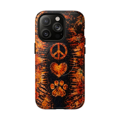 PEACE LOVE PAW PRINT VINTAGE MAGNETIC  PHONE CASE  - TLHN2204264