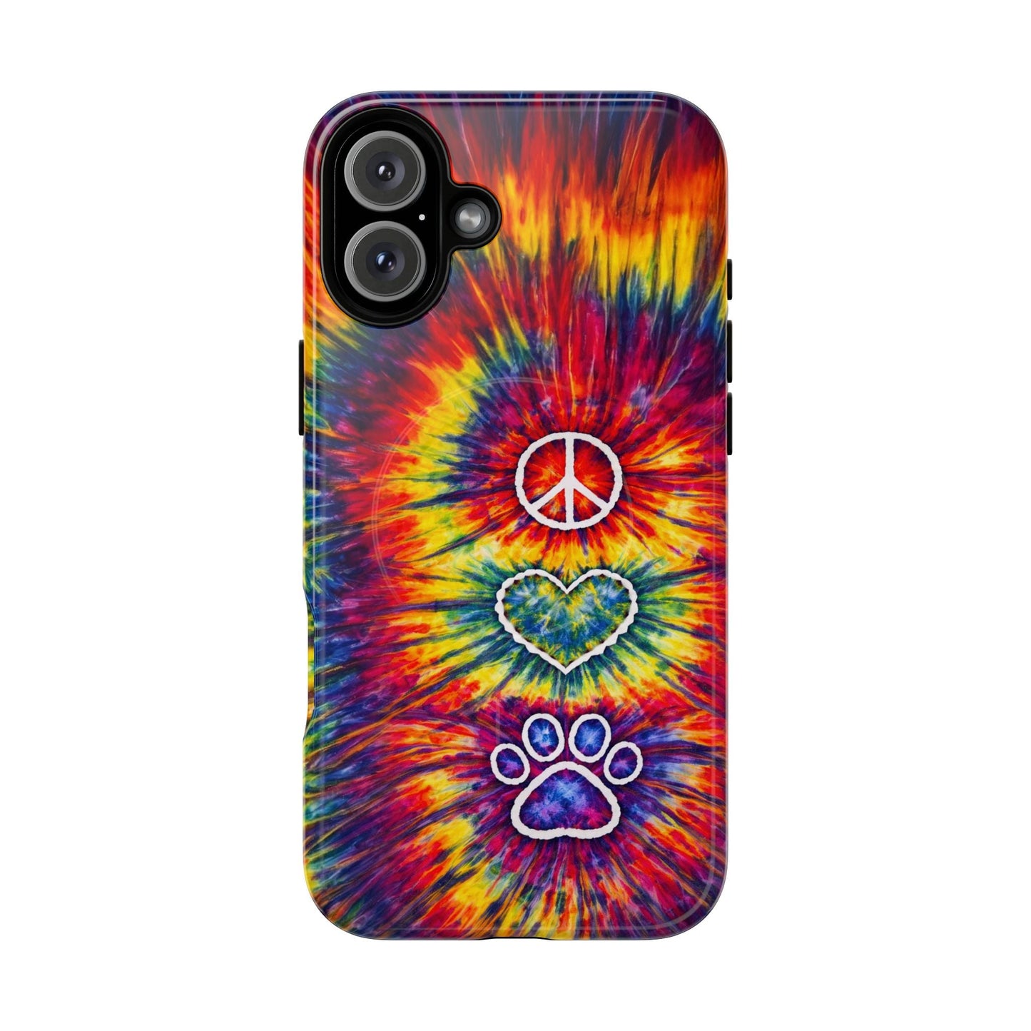 PEACE LOVE PAW PRINT COLORFUL MAGNETIC PHONE CASE - TLNT1604262