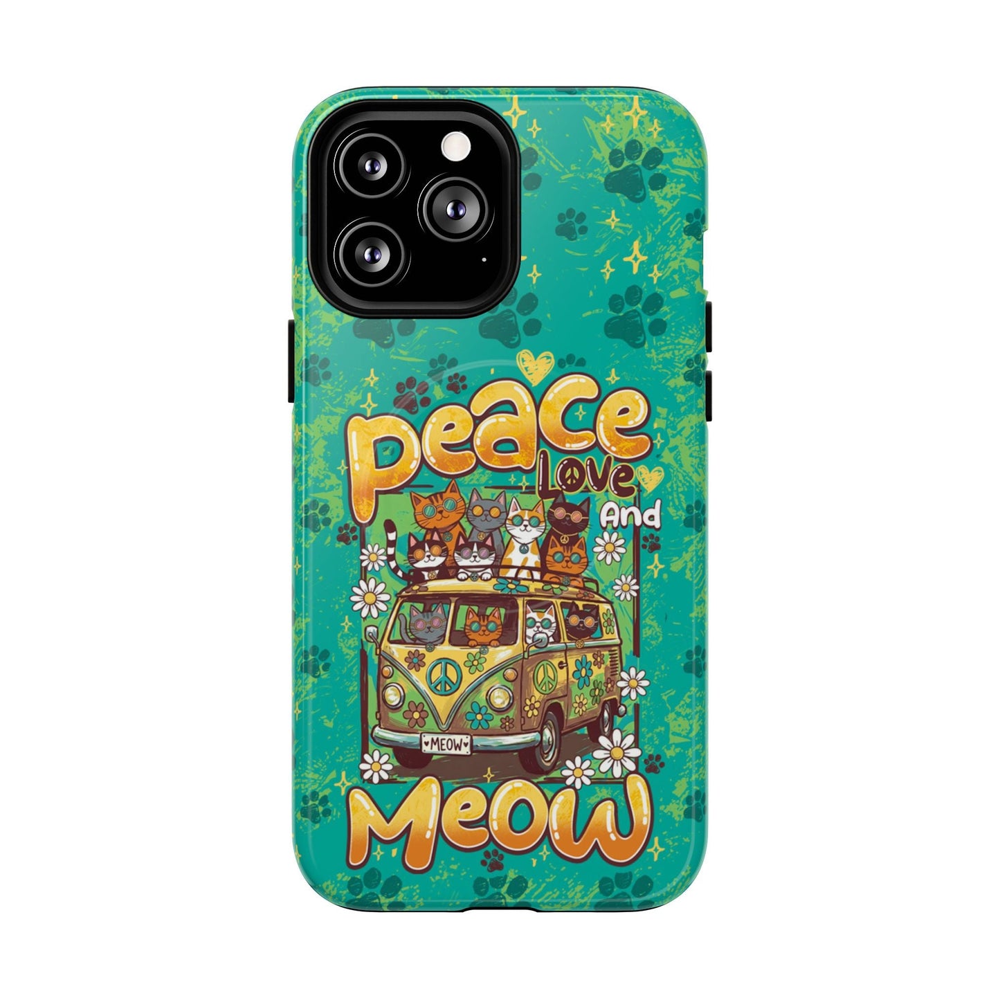 PEACE LOVE AND MEOW CATS MAGNETIC PHONE CASE - TY0707263