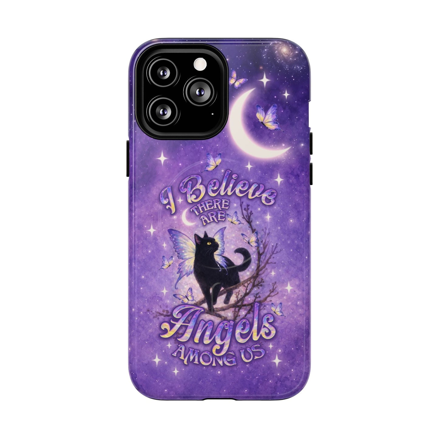 I BELIEVE THERE ARE ANGELS AMONG US BLACK CAT MAGNETIC PHONE CASE  - TLNO2605262