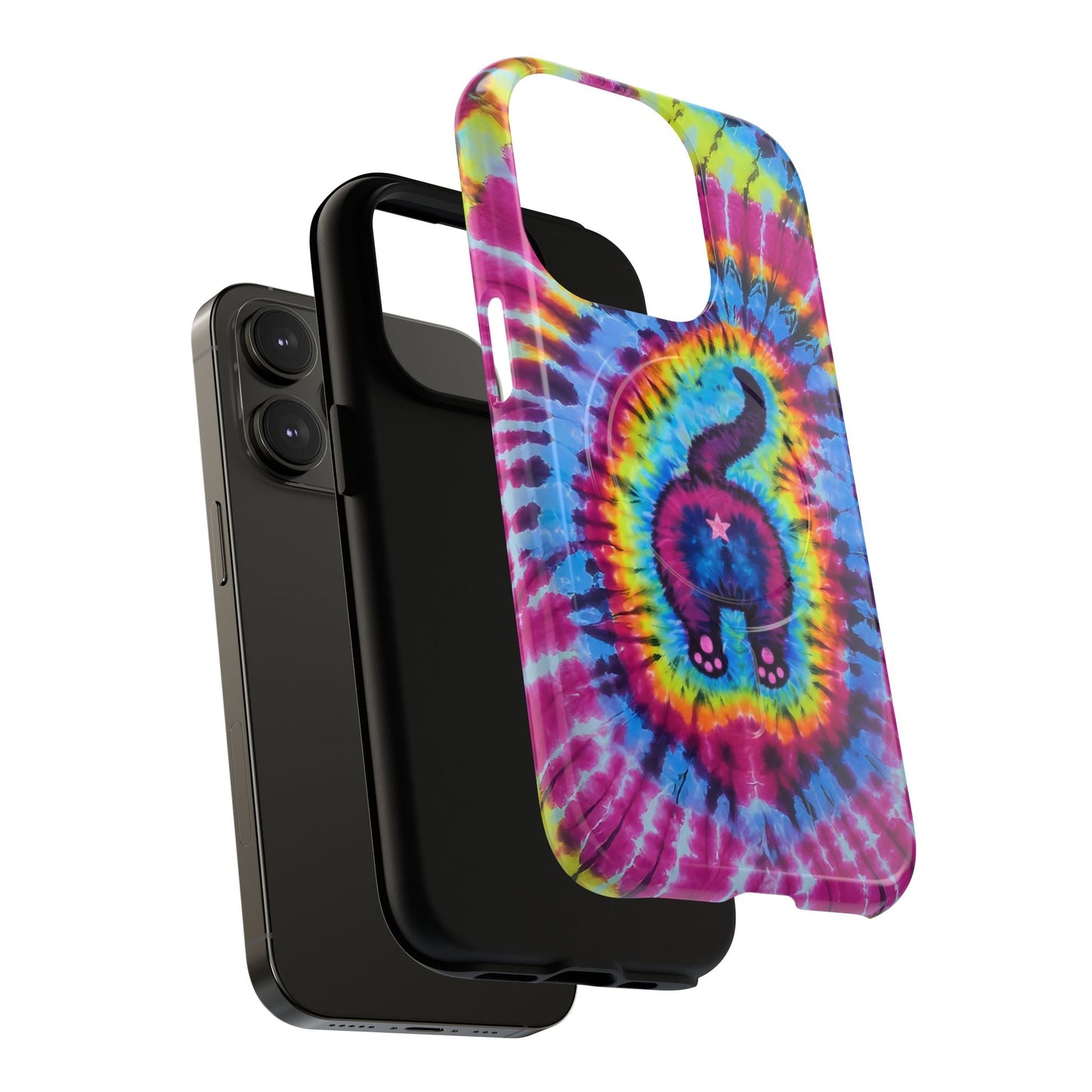 CAT COLORFUL SWIRL PATTERN MAGNETIC PHONE CASE - TLTW1404263