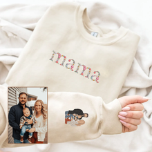 Load image into Gallery viewer, Mother&#39;s Day Personalized Embroidered Mama Floral Family Photo Hoodie Sweatshirt T-Shirt
