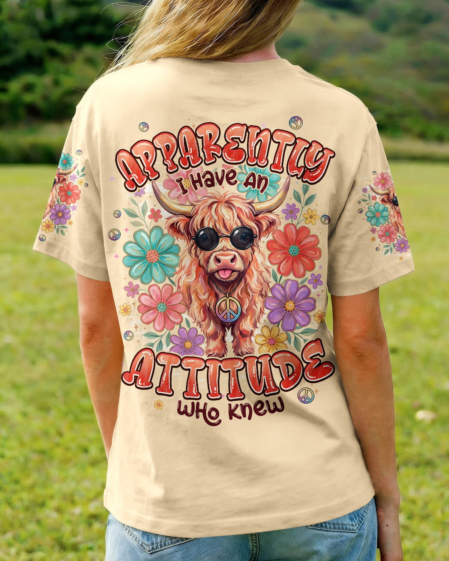 APPARENTLY I HAVE AN ATTITUDE WHO KNEW COW ALL OVER PRINT - TYPQ1004261