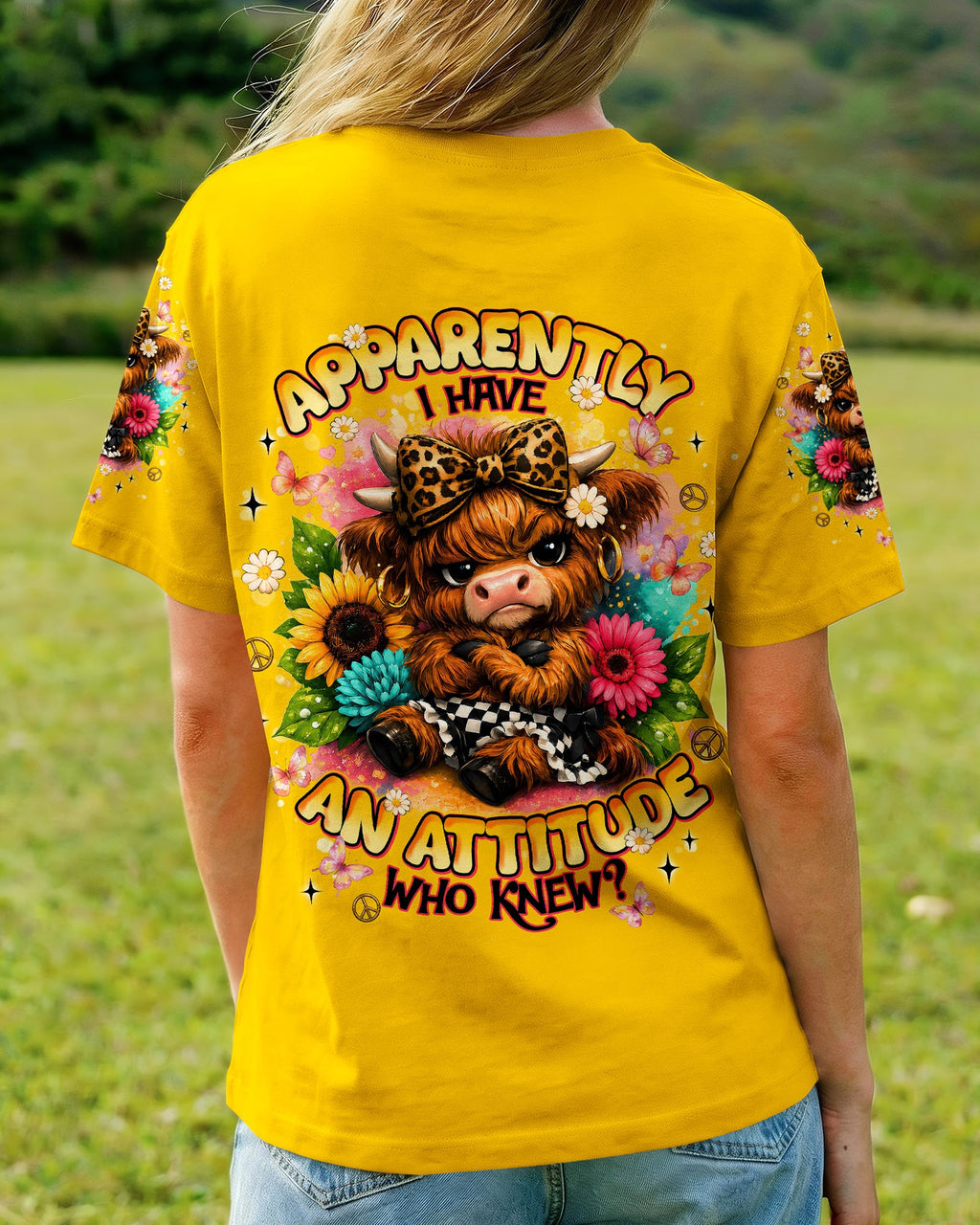 APPARENTLY I HAVE AN ATTITUDE WHO KNEW COW ALL OVER PRINT - TLNT1905262