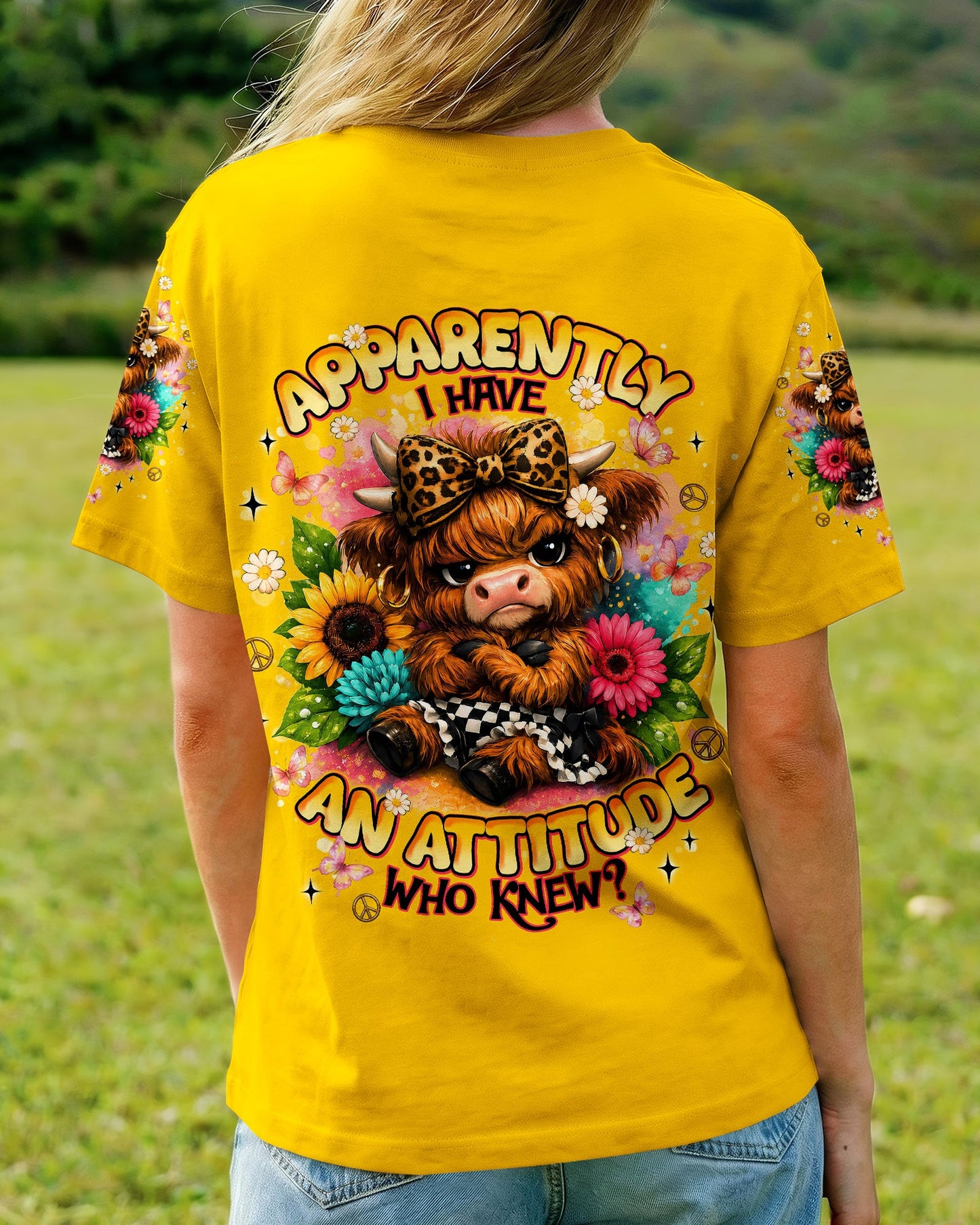 APPARENTLY I HAVE AN ATTITUDE WHO KNEW COW ALL OVER PRINT - TLNT1905262