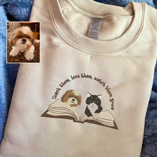 Load image into Gallery viewer, Personalized Embroidered Pet Dog Cat Reading Book Hoodie Sweatshirt T-Shirt
