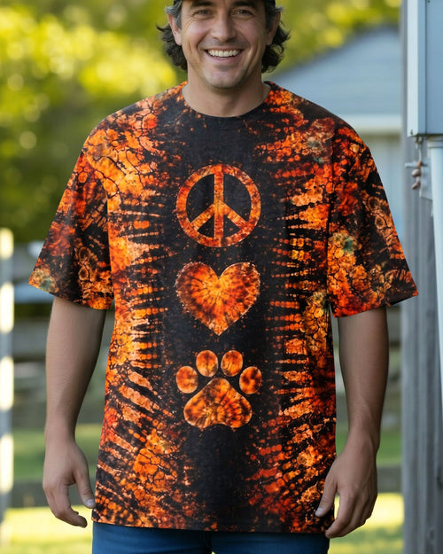 PEACE LOVE PAW PRINT VINTAGE SWIRL ALL OVER PRINT - TLHN0304261