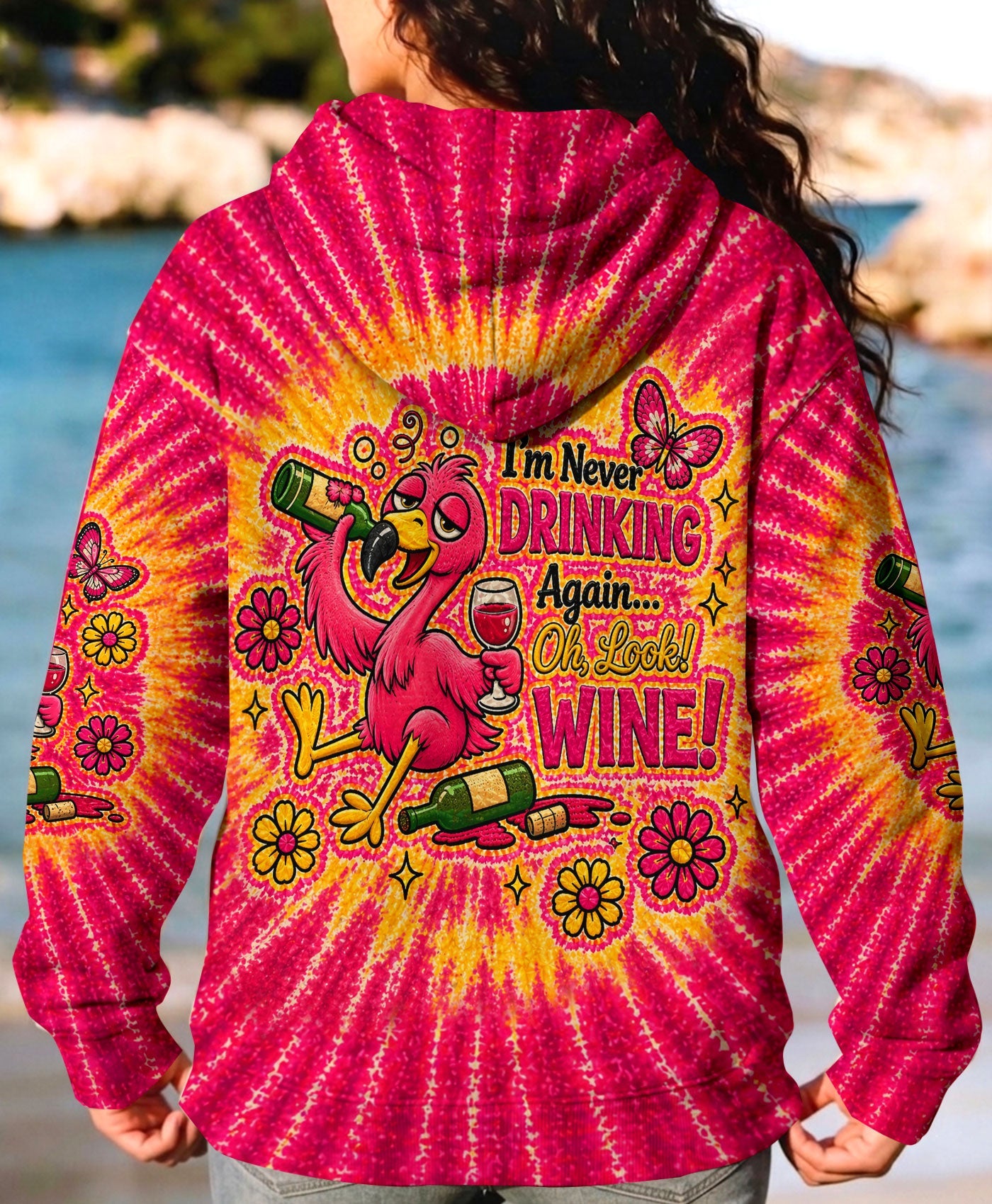 I'M NEVER DRINKING AGAIN FLAMINGO ALL OVER PRINT   - TLHN2804262