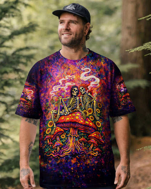 PSYCHEDELIC SKELETON SUNFLOWER MUSHROOM ALL OVER PRINT  - TLTW2104261